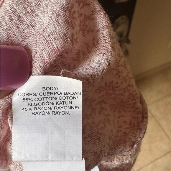 Lucky Brand Top Womens Small Red Floral V-neck Long Sleeve Boho Peasant - Picture 6 of 13